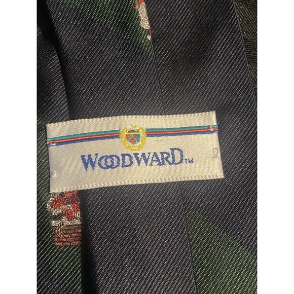 VTG Woodward striped Green and Blue Santa Tie made in USA 100% silk Christmas - Picture 5 of 6